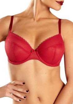 Chantelle Bra - Parisian Unlined Plunge Bra 1471 - Candy Apple Red -FREE  EXPRESS SHIPPING