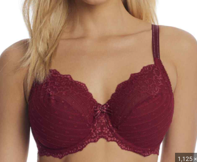 Red lace and micromesh balconette bra, Chantelle