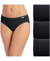 Jockey Panties - Elance Cotton Comfort 3 Pack Bikini 7462 - Black