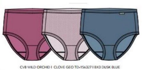 Jockey Panties - Elance Cotton Comfort 3 Pack Brief 7460/7465 - Wild Orchid, CLove Geo, Dusk Blue (673)