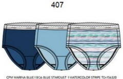 Jockey Panties - Classic Comfort Cotton 3 Pack French Cut 7625/7627 - Marina Blue, Blue Stardust, Watercolour Strips (407)