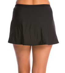 Penbrooke Swimwear - Basic Side Slit Swim Skirt With Tummy Control 42548X - Black - Thebra