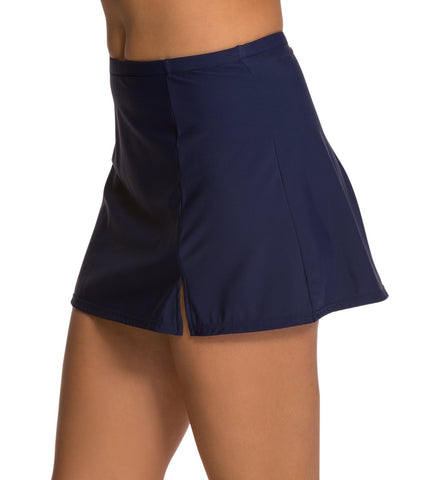 Penbrooke Swimwear - Basic Side Slit Swim Skirt With Tummy Control 42548X - Navy - Thebra