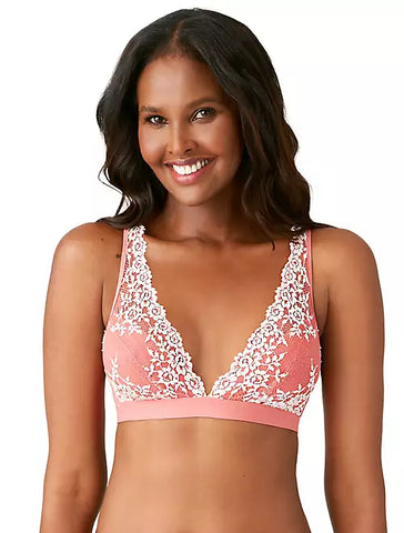 WACOAL - FREE EXPRESS SHIPPING -Embrace Lace Wire Free Bra 852191- Faded Rose/White Sand