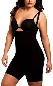 Body Wrap Shapewear - Long Thigh Under Bust Bodysuit 45305 -  Black - Thebra
